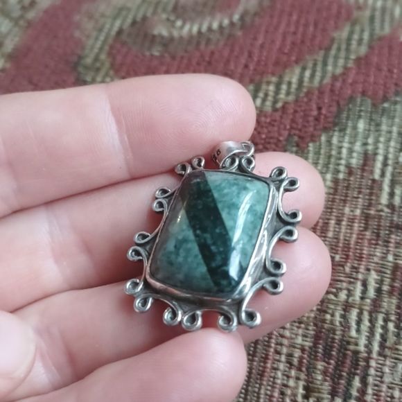 Unique stone Pendant 925 silver, vintage - Picture 3 of 7